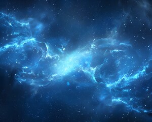 blue nebula in space, starry sky, dark background