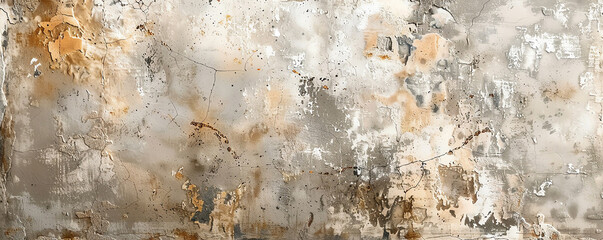 Create a seamless, high-resolution texture of a weathered concrete wall with cracks, stains, and peeling paint.