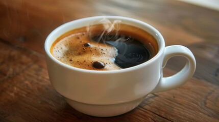 Steaming cup of dark roast coffee, Futuristic , Cyberpunk