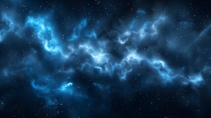 blue nebula in space, starry sky, dark background