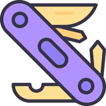 purple pocket knife with yellow blades clip art preview