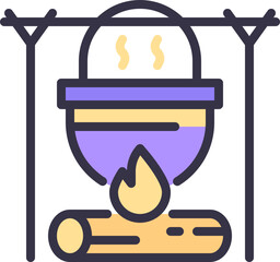 Pot on fire icon