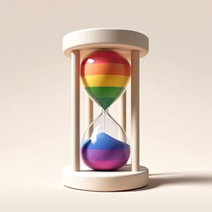 "Rainbow Pride Hourglass on Clean Background: Minimalist Design"