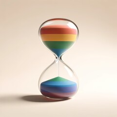 "Pride Day Symbol: Elegant Hourglass with Rainbow Sand"