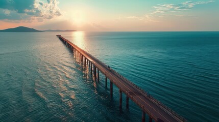 Beautiful bridge across the sea Taken from an aerial angle