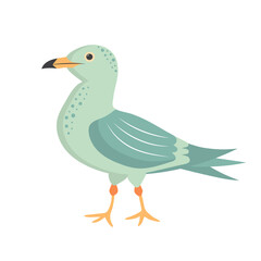 Cute seagull. Cartoon character. Marine life. Bird isolated on white background.