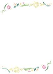 カラフルな春の花の手描きイラストフレーム