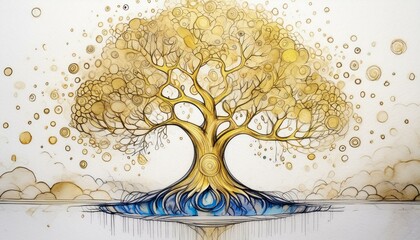 Sketch drawing tree of life spiritual symbol of growth 