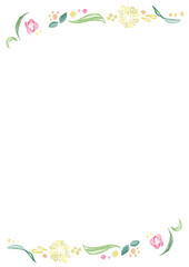 カラフルな春の花の手描きイラストフレーム