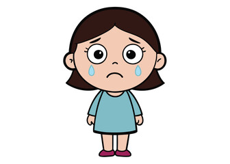 little crying girl. Children's mood on sad regret. kid facial sad