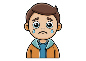 Little crying boy. Children's mood on sad regret