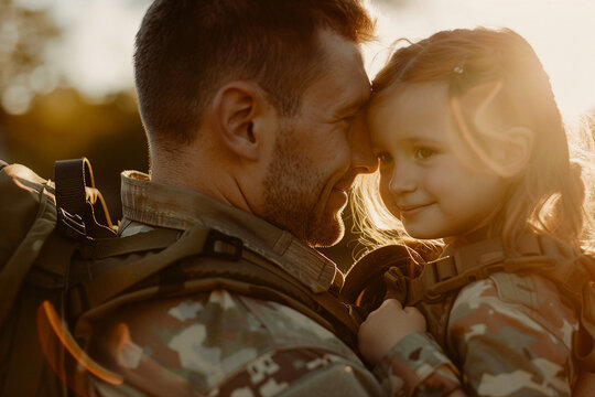 Happiness to be together coming back home from the war generative AI concept