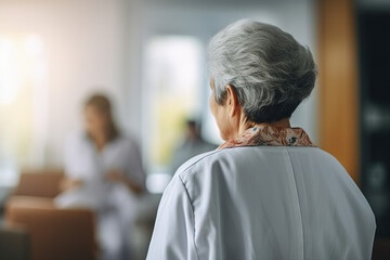 Obraz premium AI generated portrait of mature woman on rehabilitation in hospital
