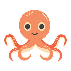 Cute octopus. Cartoon character. Sea animal isolated on white background.