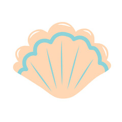 Scallop seashell. Flat vector illustration.