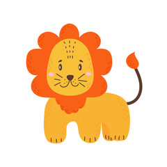 Cute Cartoon baby Lion. Safari jungle animal vector.