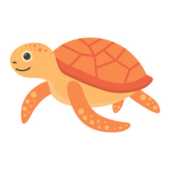 Cute sea turtle. Cartoon character. Kawaii animal isolated on white background.