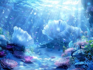 Design a captivating underwater symphony in a photorealistic style