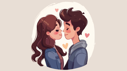 Romantic couple cute cartoon icon image Vector style