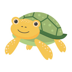 Cute turtle. Cartoon character. Kawaii animal isolated on white background.