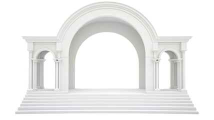 Fototapeta premium Arch 3d podium architecture building isolated on transparent png background.
