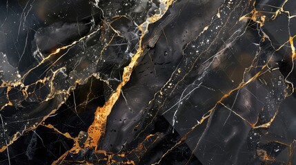 High Gloss Marble with Black Marble Texture and Golden Veins for Abstract Interior Decor and Ceramic Surfaces