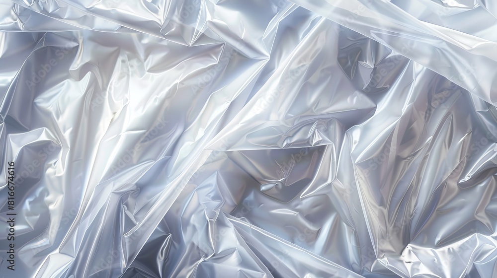 Poster a string of stretched cellophane, a realistic crumpled or folded texture modern illustration. a clea