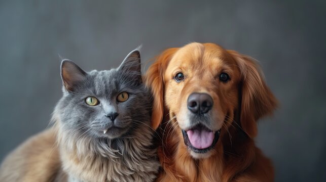 portrait of a dog and cat