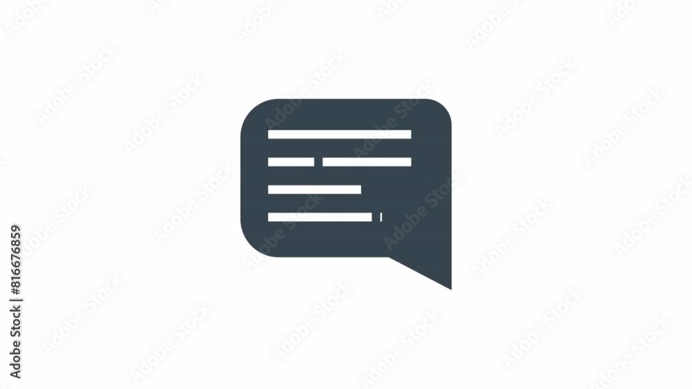 Poster text strokes in speech bubble outline 2d object animation. communication on internet chat monochrome