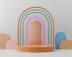 3d render colored minimal interior .Futuristic Interior Backdrop for Landing Page, Showcase, Product Presentation.