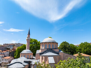 Renovated Kariye Mosque (Kariye Cami) and Museum Drone Photo, Edirnekapı Fatih, Istanbul Turkiye...