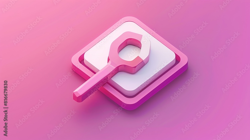 Poster the isometric landing page contains square shape abstract icons with rounded corners and a cavity in