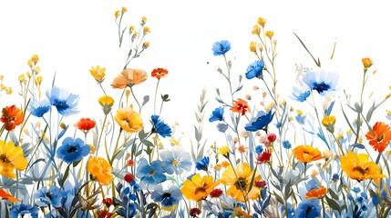 A painting of a field of flowers with a variety of colors. The painting is full of life and energy, and it conveys a sense of joy and happiness