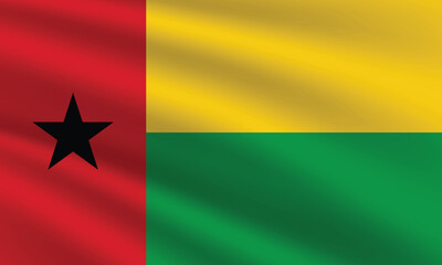 National Flag of Guinea Bissau. Guinea Bissau Flag. Waving Guinea Bissau flag. 
