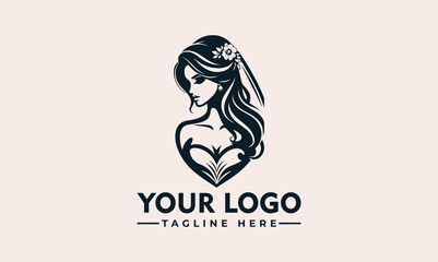 woman wedding dress vector logo illustration woman bride in a bridal wedding dress illustration vector logo