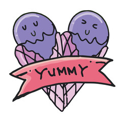 Ice cream cute character in cartoon style illustration