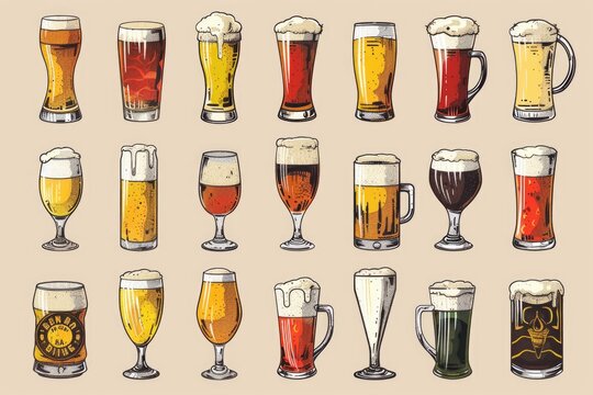 A collection of different types of beer glasses. Ideal for bar and restaurant concepts