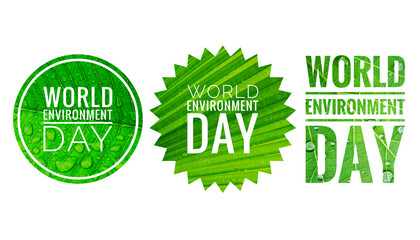 World environment day banner with natural green leaf pattern isolate on white background, eco banner design idea