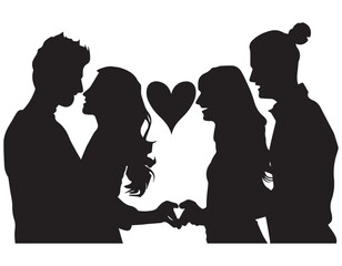 Couple silhouette illustration Happy Valentine's Day