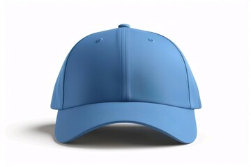 blue baseball cap. snapback hat. front view. isolated on white background. for mockups and branding identity