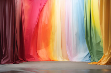 Rainbow colored curtain on stage