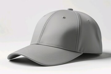 Fototapeta premium grey or silver baseball cap. snapback hat. front view. isolated on white background. for mockups and branding identity