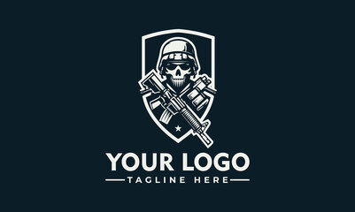 simple soldier vector logo illustration simple logo soldier military army wearing skull mask with a weapon