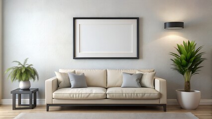 Frame mockup, ISO A paper size. Home Office wall poster mockup. Interior mockup with office background. Modern interior design. 