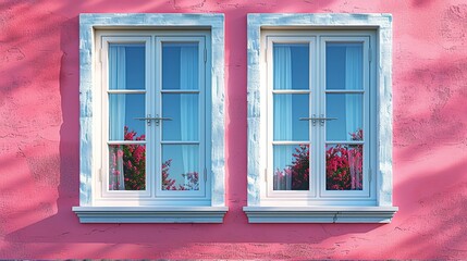 Energy conservation, An illustration of double-glazed windows preventing heat loss. Illustration image, Minimal Style, Clean and Clear Color,