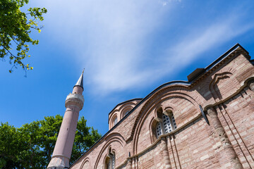 Renovated Kariye Mosque (Kariye Cami) and Museum Drone Photo, Edirnekapı Fatih, Istanbul Turkiye...