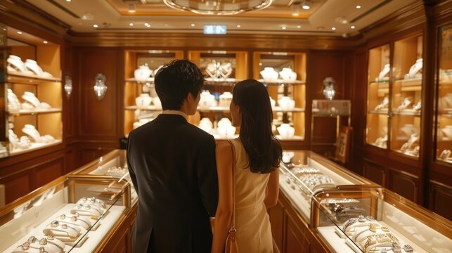 Couple Indulging in the Exclusive and Exquisite at Luxury Boutique