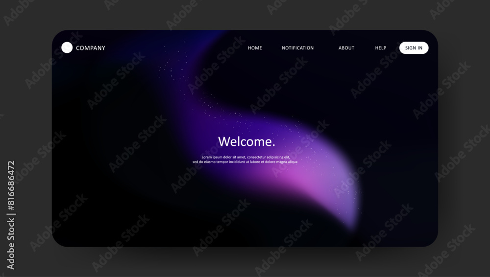 Poster abstract wave futuristic design of landing page. retro gradient mesh dark concept website design