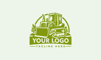 Bulldozer Garden Tractor Vector Logo Garden Tractor Logo Vector Bulldozer Logo Template