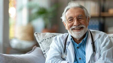 Fototapeta premium The Kindly Doctor Bringing Compassionate In Home Healthcare to Seniors Doorsteps